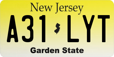 NJ license plate A31LYT