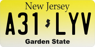 NJ license plate A31LYV