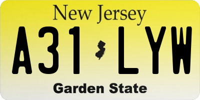 NJ license plate A31LYW