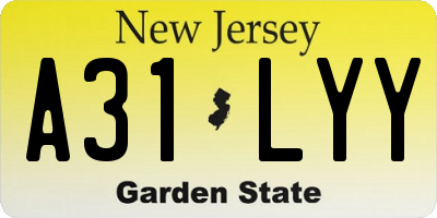 NJ license plate A31LYY
