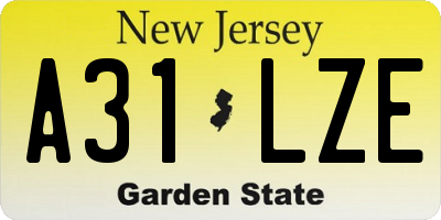 NJ license plate A31LZE