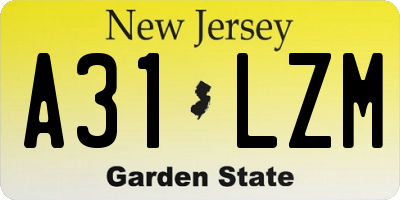 NJ license plate A31LZM