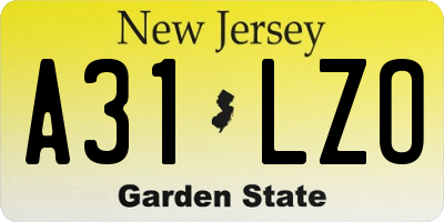 NJ license plate A31LZO