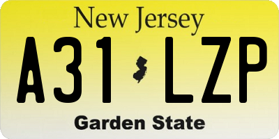 NJ license plate A31LZP