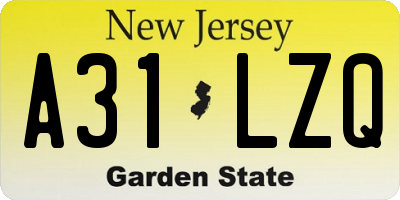 NJ license plate A31LZQ