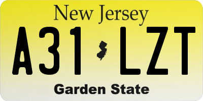 NJ license plate A31LZT