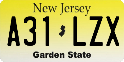NJ license plate A31LZX