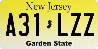 NJ license plate A31LZZ