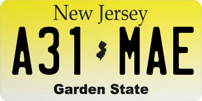 NJ license plate A31MAE