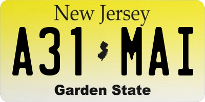 NJ license plate A31MAI