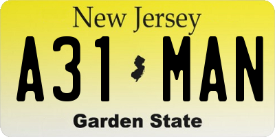 NJ license plate A31MAN