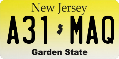 NJ license plate A31MAQ