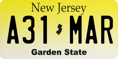 NJ license plate A31MAR