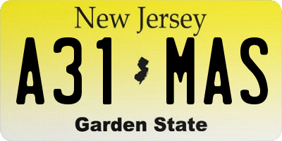 NJ license plate A31MAS