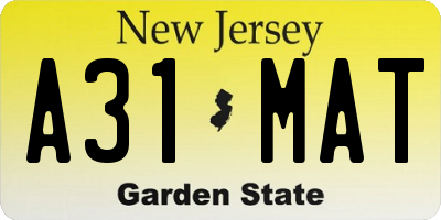 NJ license plate A31MAT