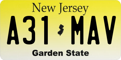 NJ license plate A31MAV