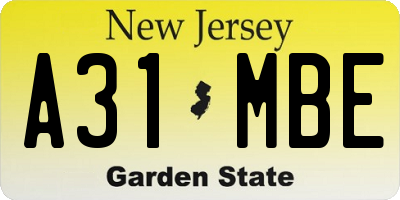 NJ license plate A31MBE