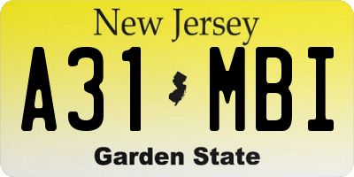 NJ license plate A31MBI