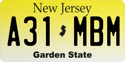 NJ license plate A31MBM