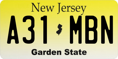 NJ license plate A31MBN