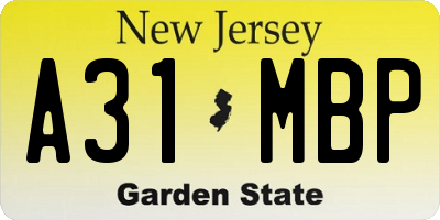 NJ license plate A31MBP