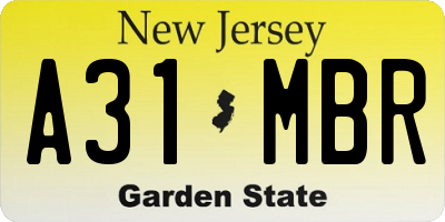NJ license plate A31MBR