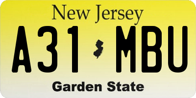 NJ license plate A31MBU