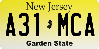 NJ license plate A31MCA