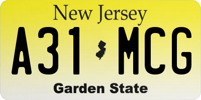 NJ license plate A31MCG