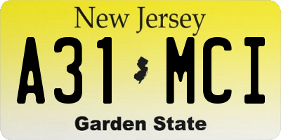 NJ license plate A31MCI