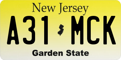 NJ license plate A31MCK