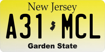 NJ license plate A31MCL