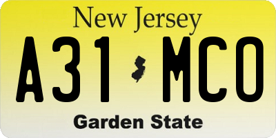 NJ license plate A31MCO