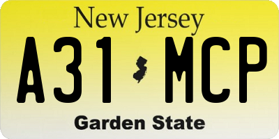 NJ license plate A31MCP