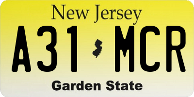 NJ license plate A31MCR