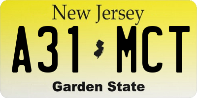 NJ license plate A31MCT