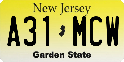 NJ license plate A31MCW