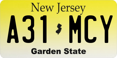 NJ license plate A31MCY