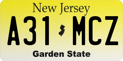 NJ license plate A31MCZ