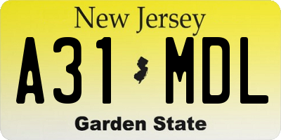 NJ license plate A31MDL