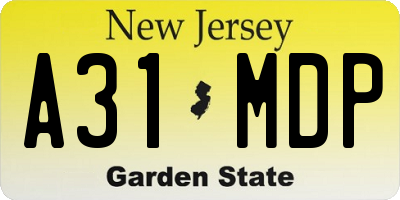 NJ license plate A31MDP