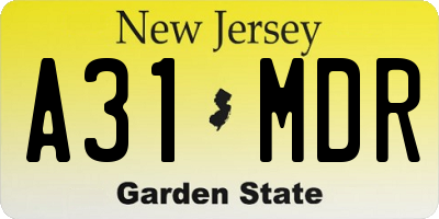 NJ license plate A31MDR