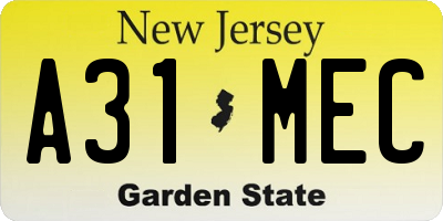 NJ license plate A31MEC