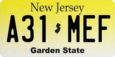 NJ license plate A31MEF