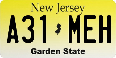 NJ license plate A31MEH