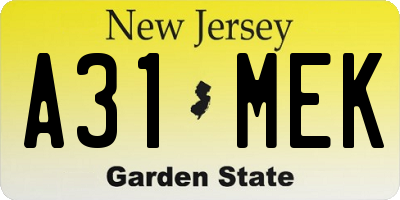 NJ license plate A31MEK