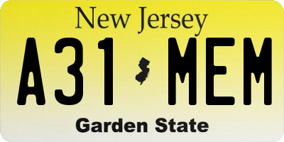 NJ license plate A31MEM