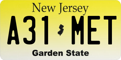 NJ license plate A31MET