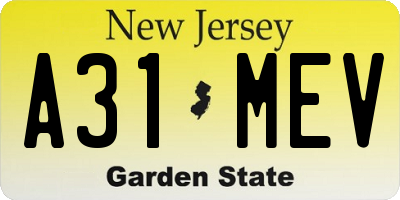 NJ license plate A31MEV