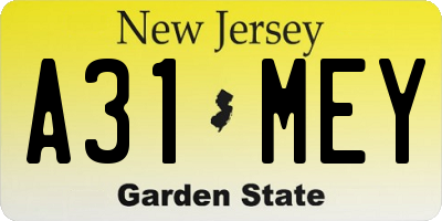 NJ license plate A31MEY